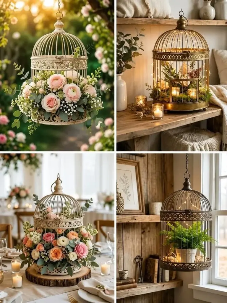 No la tires: usa una jaula de pájaros para transformar tu decoración de interiores